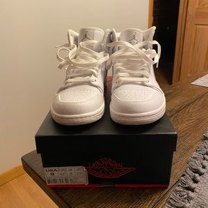 Air jordan 1 one. All white. Size 9. Worn fewtimes